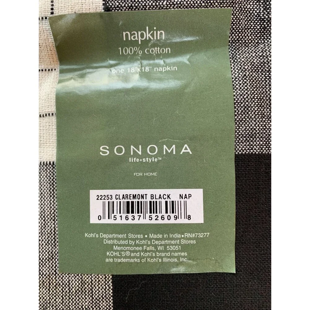 Set Of 4 Sonoma Plaid Checkered Cotton Napkins 18